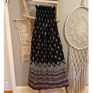 Strapless bohemian dress